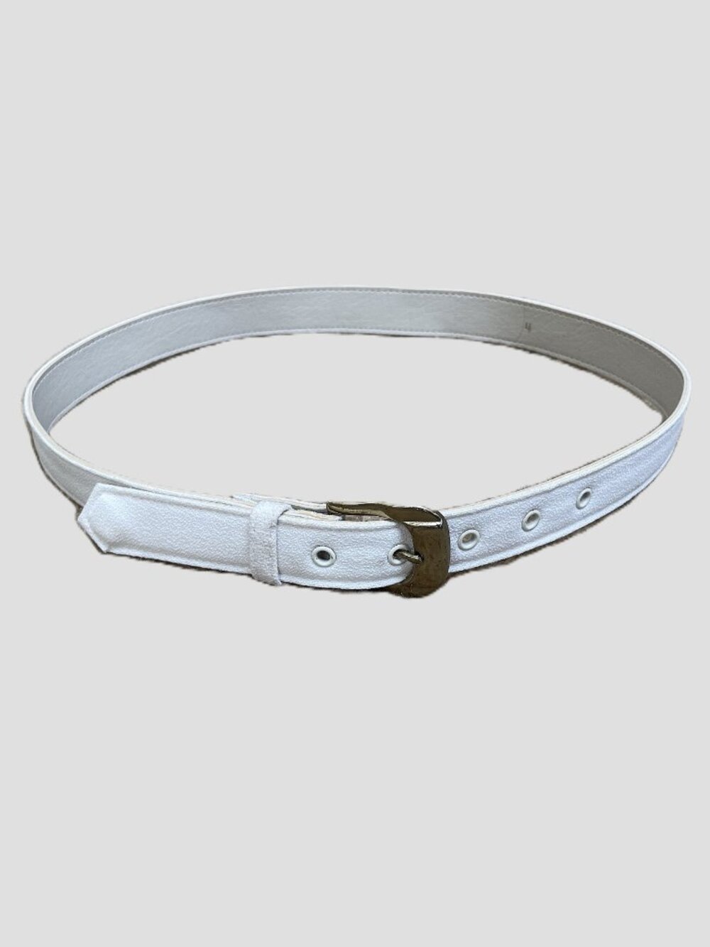 Cream Slim Belt in Gold‑Tone Hardware | Size 4